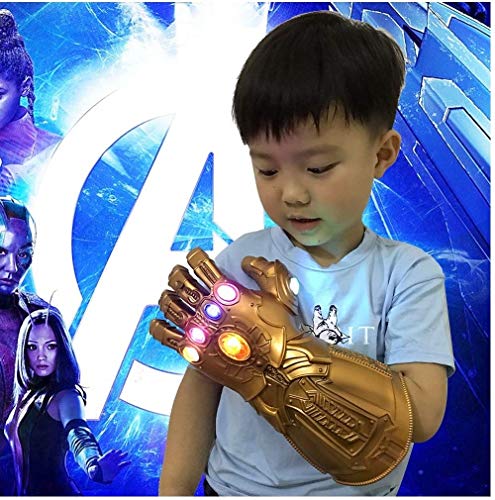 Ginkago Thanos Guantes, Guantes de látex de los Vengadores Infinity War Thanos Infinity Guanteletes LED, Thanos Cosplay Guantes de látex Accesorios de Fiesta de Halloween (Kids Style)