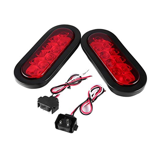 Greatangle-UK Kit de luz de estacionamiento y señal de Giro LED sellada Ovalada roja Outad para Remolque de camión, Parada de Giro y luz Trasera Impermeable 2 uds