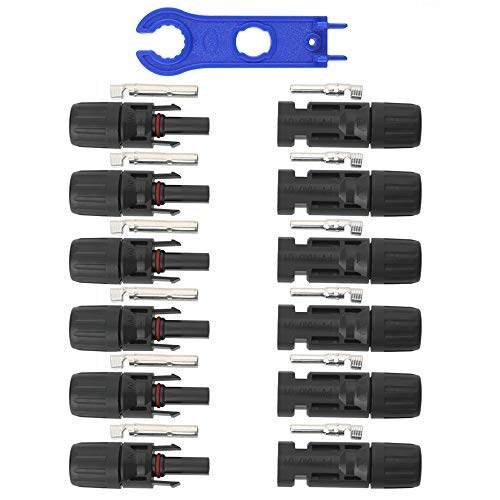 GTIWUNG 6 Pares Solar Panel Cable Conector, Conector Solar Fotovoltaico, Macho/Hembra Conector Impermeable de Anillo de Sello Impermeable, Conectores de Cable de Panel Solar para Sistema Fotovoltaico