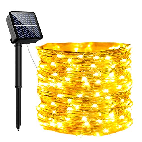 Guirnaldas Luces Exterior Solar, PVC Led Solares Exteriores Jardin 120 LED Y 8 Modos Cadena de Luces Ip65-Impermeabile para Navidad, Fiestas, Patio, Jardines, Festivales[1 Pack]