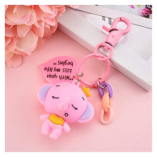 gxglhgsy Llavero PVC Blando Elefante de Goma del Coche Llavero de Nueva Pareja de Dibujos Animados Parejas y estaran en Novia Novio Clave Regalo de la Cadena Creatividad (Color : Pink)