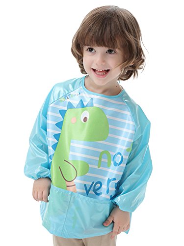 Happy Cherry Babero Babi Impermeable Ajustable para Jugar Comer Pintar Bebé 2-4 Años - L - Dinosaurio