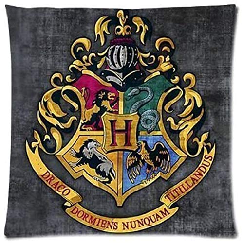 Harry Potter Hogwarts School Sign Gryffindor Ravenclaw Hufflepuff Slytherin Custom Pillowcase Pillow Sham Throw Pillow Cushion Case Cover Two Sides Printed 16x16 inch Two Side