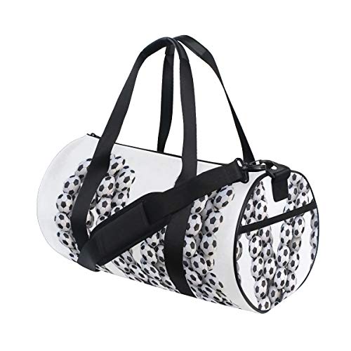 HARXISE Pila Diagonal y Vertical de balones de fútbol Alfabeto Letra m símbolo diseño，Bolsa de Equipaje de Viaje Deporte Lienzo Ligero Equipaje de Fitness Bolso de Tambor Desmontable