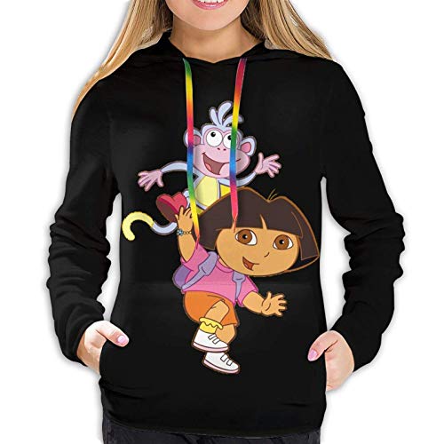 Hdadwy Sudaderas con Capucha Dora The Girl Explorer Sudadera con Capucha de Manga Larga Actividades Sudadera con Capucha con Bolsillo Frontal para Mujer