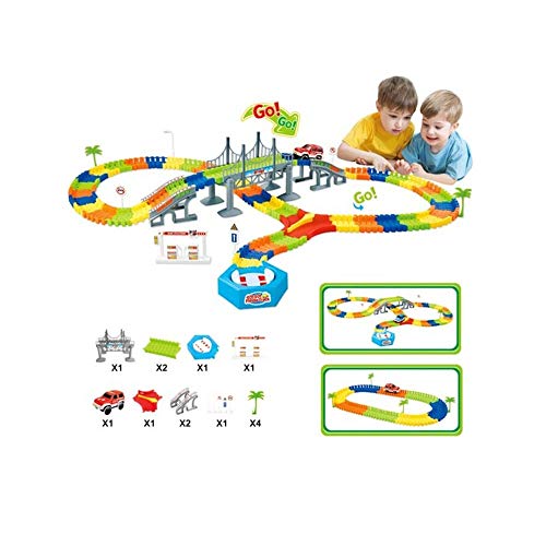 Hging Pistas de carreras de autos para niños Importaciones 240 piezas Crear una carretera Super Snap Speedway - Juego de vías flexibles de viaje mágico - Juguete de regalo ideal para niños pequeños, n