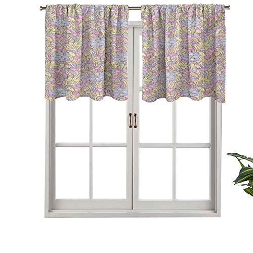 Hiiiman Cenefa de cortina opaca de tono suave, figuras abstractas de flores pastel de belleza femenina, juego de 2, tratamiento de ventana de 42 x 24 pulgadas para sala de estar