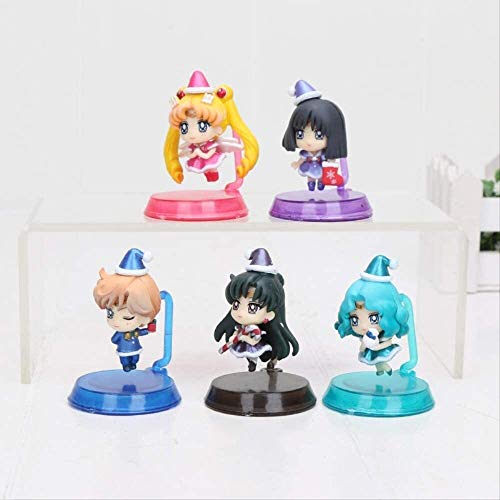 HOOPOO 5 Piezas de 6 cm Petit Chara Bastante The Guardian Sailor Moon Figura 25 Aniversario Oscuro Unido Mini Q Ver Modelo de colección de Juguetes