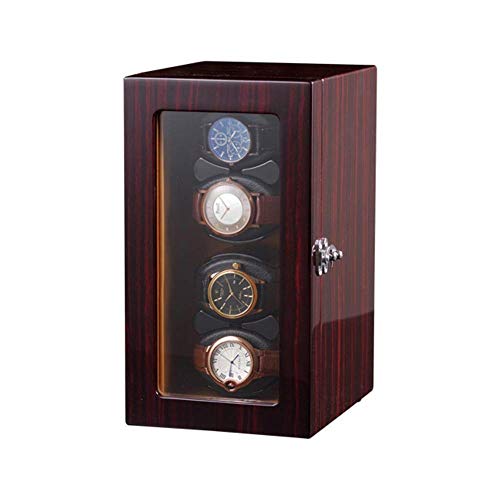 HUAHUA Watch Bander Box 4 + 0 Automatic Watch Winder Madera rotación devanaderas premium silencioso motor de almacenamiento de madera caja de antimagnético (27 × 27 × 15 cm) Caja de exhibición de joya