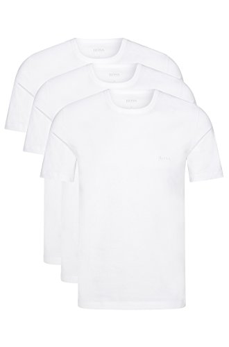 Hugo Boss - Juego de 3 camisetas (cuello redondo, manga corta, corte regular), color blanco o negro 3 x weiss Medium