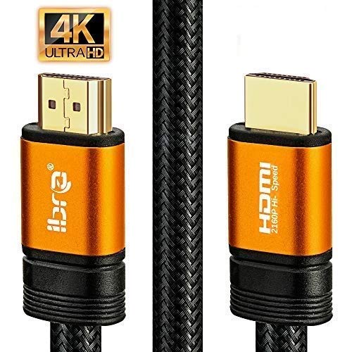 IBRA 2M Orange Cable de HDMI de Ultra Alta Velocidad Cable de 18Gb/s HDMI 2.0b Soporte 4K@60Hz Fire TV, Ethernet, Retorno de Audio,Video UHD 2160p,HD 1080p,3D, Xbox Playstation PS3 PS4 PC