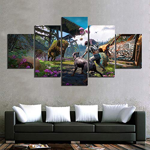 IILSZMT Hd Lienzo Decorativo 5 Panel Artística Lienzo Decorativo Cuadros Far Cry New Dawn Juego Far Cry 5 Modulares Salón Decoración Para Hogar