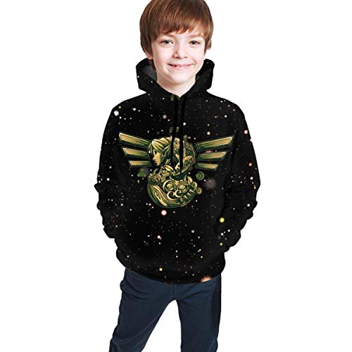 Impresión 3D Casual Unisex Juventud Atlético Pullover Niños con Capucha Chándal Sudadera Niño Niña Boy Girl Le-Gend of Ze-Lda O-Carina of Time XL(18-20)