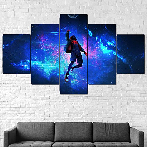 IMXBTQA Cuadro En Lienzo, Imagen Impresión, Pintura Decoración, Cuadro Moderno En Lienzo 5 Piezas XXL,125X60Cm,Spiderma Miles Lost In Space Murales Pared Hogar Decor