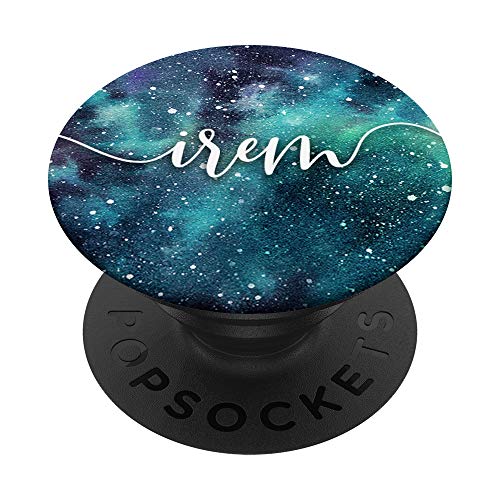 Irem Nombre Personalizado - Azul patrón de galaxia PopSockets PopGrip: Agarre intercambiable para Teléfonos y Tabletas