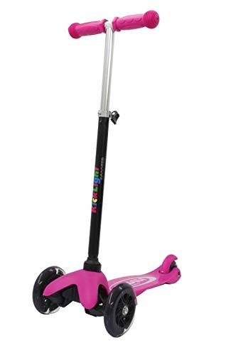 Jamara Patinete KickLight 460497 con Manillar de Color Rosa, Altura Regulable, Manillar móvil para Cambiar la dirección, 3 Ruedas con rodamientos de Bolas para una conducción Estable y Freno Trasero