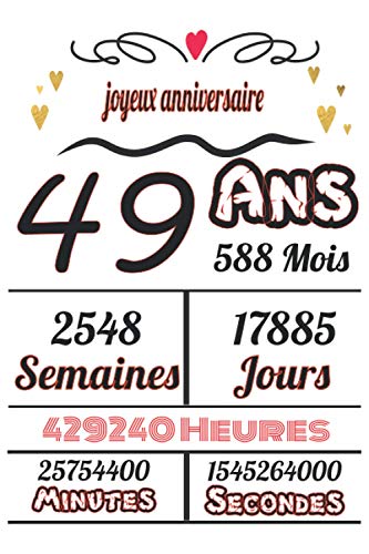 joyeux anniversaire 49 Ans, 588 Mois: Cahier d'anniversaire drôle pour hommes, enfants, femmes et filles 100 pages finition mate 6 x 9 pouces