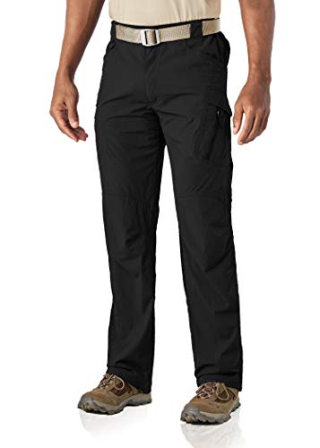 KEFITEVD Pantalones ligeros para hombre, 9 bolsillos, secado rápido, pantalones tácticos con cintura elástica, pantalones de trabajo, nailon, Todo el año, Cargo, Hombre, color Negro , tamaño 34