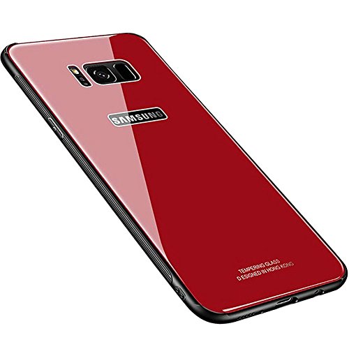 Kepuch Quartz Funda para Samsung Galaxy S8+ S8 Plus - TPU Suave + Contraportada Hecha de Vidrio Templado Case Carcasa para Samsung Galaxy S8+ S8 Plus - Rojo