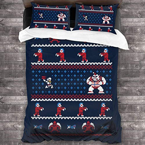 Kinhevao Ghosts N Goblins N Chritmas Presents Knit Pattern Ghouls Juego de Cama de 3 Piezas Funda nórdica, Juego de Cama Decorativo de 3 Piezas con 2 Fundas de Almohada C10942