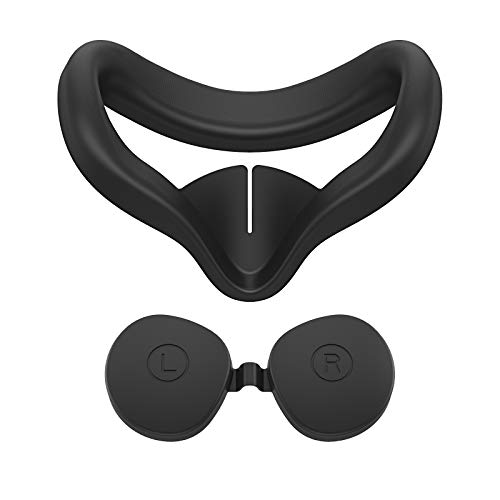 KIWI design 0.8mm Ultra-Thin VR Silicone Cover Almohadilla Facial y Cubierta de Lente para Oculus Quest 2 Accesorios de Repuesto Lavables Antideslizantes a Prueba de Luz a Prueba de Sudor