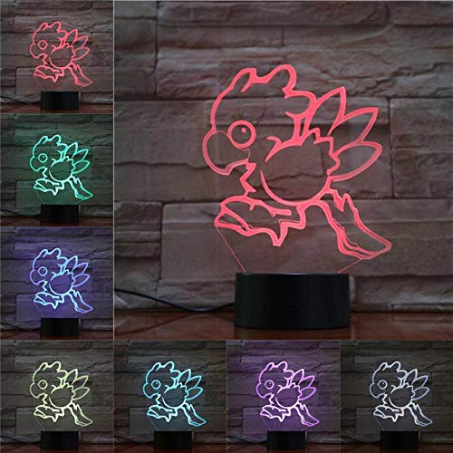 Lámpara De Ilusión 3D Luz De Noche Led Final Fantasy Pokemon Game Figuras Chocobo Fish Bombilla Multicolor Regalo Para Niños Juguete Para Niños Lava Touch Cumpleaños Para Niños Regalos De Vacaciones