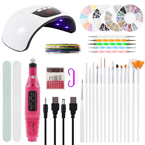 Lámpara Secador de Uñas Kit, Achort Nail Art Manicure Set Herramientas de uñas de acrílico LED/UV Gel Esmalte de Uñas Curado Luz Máquina Kit Para Manicura/Pedicure Nail Art en el Hogar ect