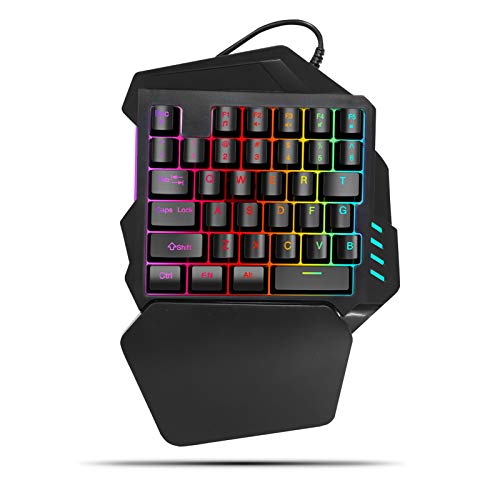 Lazmin Teclado mecánico RGB One Hand, 35 Teclas con retroiluminación Teclado para Juegos con una Sola Mano con Teclas FN