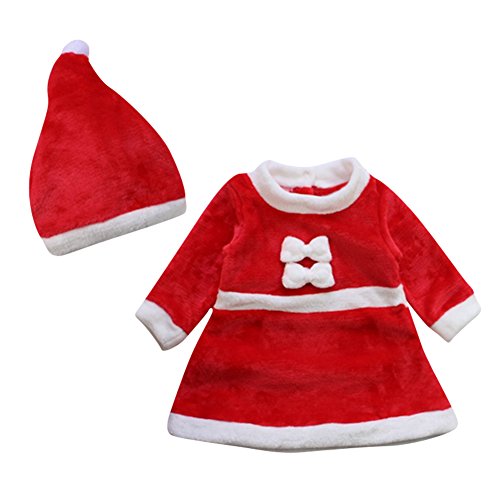 Le SSara Bebé Invierno Navidad Cosplay Vestido Traje recién Traje Sombrero 2pcs (0-6 Meses)