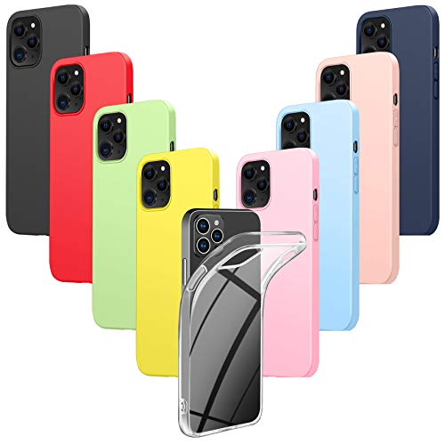 Leathlux 9 Pack Funda iPhone 12 Pro, 9 Unidades Caso Juntas Fina Silicona TPU Flexible Colores Carcasas iPhone 12 6.1 Inch