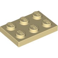 LEGO Bricks - Plancha (15 Unidades, 2 x 3 pivotes), Color Beige