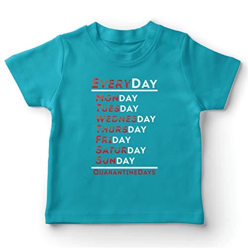 lepni.me Camiseta para Niño/Niña Every Quarantine Day Social Distancing and Isolation (14-15 Years Azul Claro Multicolor)