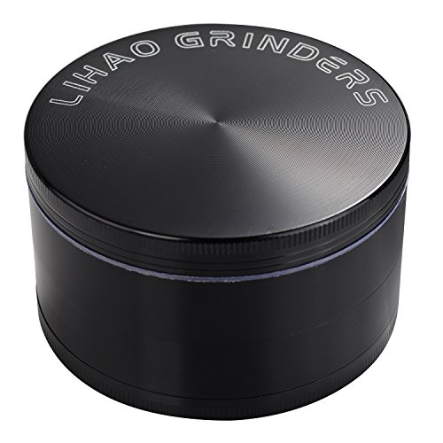 LIHAO 3" Grinder Metálico para Hierbas y Especias (Negro, 4 Piezas 75mm)