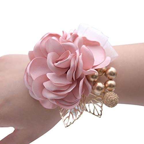 Limeo Muñeca Ramillete Pulsera Muñeca Ramillete Flor de Muñeca Flor Muñeca Ramillete Flor de Muñeca de Dama de Honor Pulsera De Flores A Mano Ramillete de Muñeca de Boda Flores Muñeca Ramillete