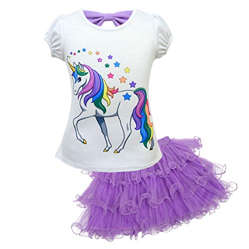 Lito Angels Niñas Bebé Disfraz de algodón de Unicornio Superior Falda de tutú Juego de 2 Piezas Informal de Halloween Talla 18-24 Meses Púrpura 185