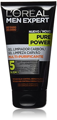 L'Oréal Paris Men Expert Gel Limpiador Carbón Pieles Rebeldes Pure Power, 150 ml