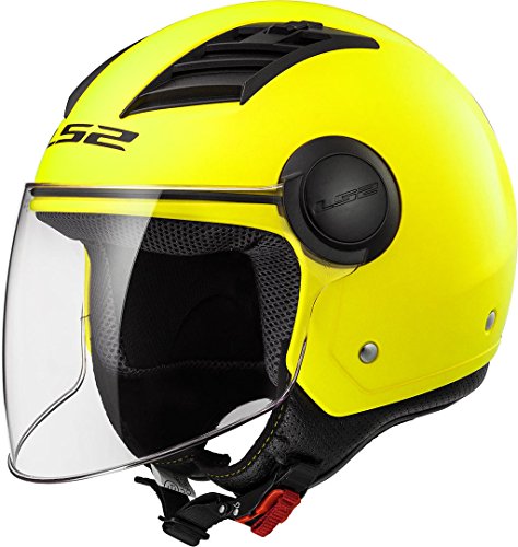 LS2 - Casco de moto jet Airflow solid amarillo