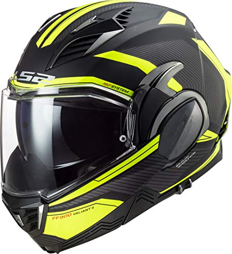 LS2 NC Casco de Moto, Hombre, Negro/Amarillo, Medium