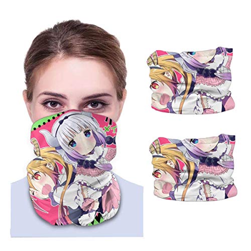 Lsjuee Anime Miss Kobayashi 's Dragon Maid Variedad Toalla de cara Pañuelo para la cara Pañuelos Antipolvo para el cuello Pañuelo elástico para la cara Pañuelo para la cabeza Multifuncional para dep