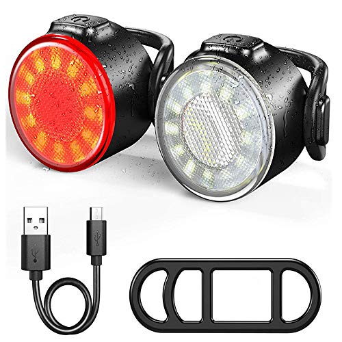 Luces Bicicleta, Luces Delanteras y Traseras Recargables USB Para Bicicleta, Impermeable LED Luz Bicicleta, 6 Iluminación Modos Luz de alerta, Luces Seguridad Para Ciclismo de Montaña y Carretera