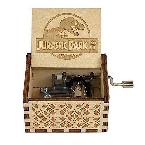 LZL Caja de música de madera tallada a mano, caja de música Jurassic Park para niños DaughterSon Halloween cajas de música 1 pieza (color: Jurassic Park)