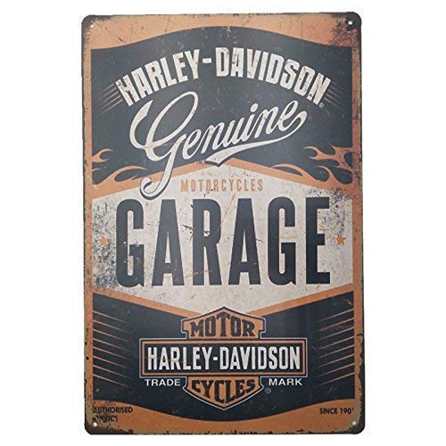 MARQUISE & LOREAN | Chapas Decorativas Metálicas Para Pared Harley Davidson | Incluye Papel Burbuja Súper Protección y Cuerda Para Colgar | Carteles Decoración Vintage Motos | 30 x 40 cm | Garage