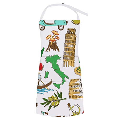 Martha Lattimore Apron Bib Apron with Pocket Waterproof Oil-proof Cooking Kitchen for Women Men Italy Bib Apron for Barbecue Supermarket