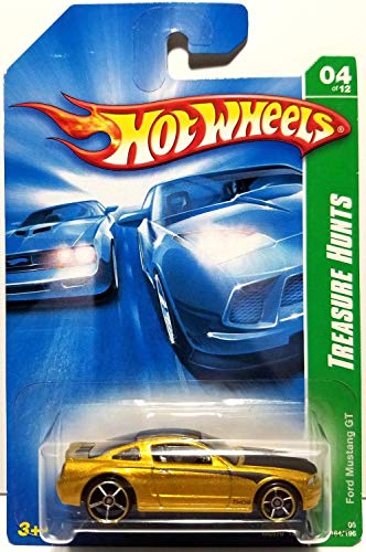 Mattel Hot Wheels 2007 TREASURE HUNTS Series 1:64 Scale Die Cast Metal Car # 4 of 12 - Gold Color Sport Coupe Ford Mustang GT by Hot Wheels