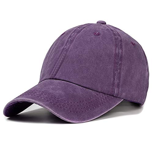 MdsfeProtector Solar Unisex, lengüeta de Pato, Color sólido, Gorra de béisbol de algodón Lavado, Hip Hop Informal, Sombrero de Camionero Ajustable al Aire libre-Púrpura-54cm-62cm