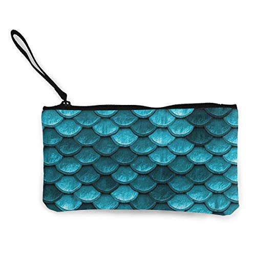 Mermaids Blue Fish Scales Monederos Mini Bolsa Cambio Billetera Multifuncional Tarjetero Bolsas Lápiz Cosmético Bolsa de Efectivo con Correa