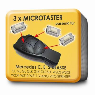 microtaster Llave pulsador 3 unidades para Mercedes Chasis (MP02)