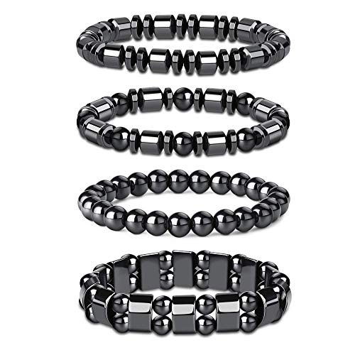 Milacolato 4 Unids Pulsera de Hematita para Hombres Mujeres Reiki Brazalete Curativo Pulsera Energía Magnética Tiger Pulseras de Terapia de Ojos