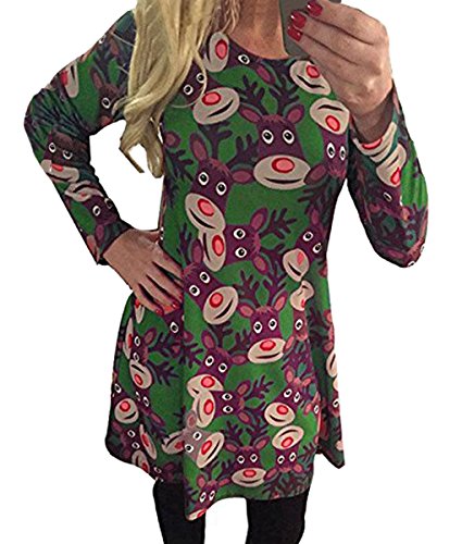 Minetom Mujer Casual Manga Larga Cuello Redondo Hals con Capucha Sudadera para Mujer Slim Fit Freizeit Vestido Verde ES 46