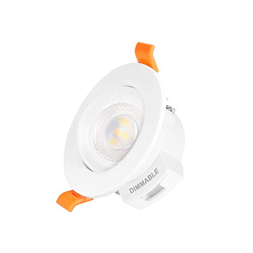 Mini Luce Plafon LED Foco Downlight Empotrada en el Techo LED Regulable Orientable 5W 3000K 4000K 5000K Ajustable Agujero de Techo Diámetro 65-80MM Lot de 1 de Enuotek